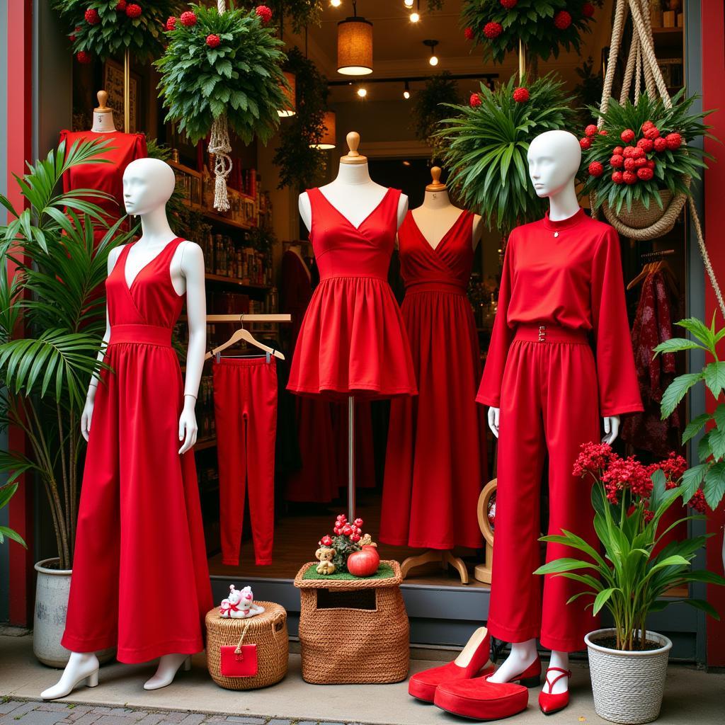 Red and Green Shop Display