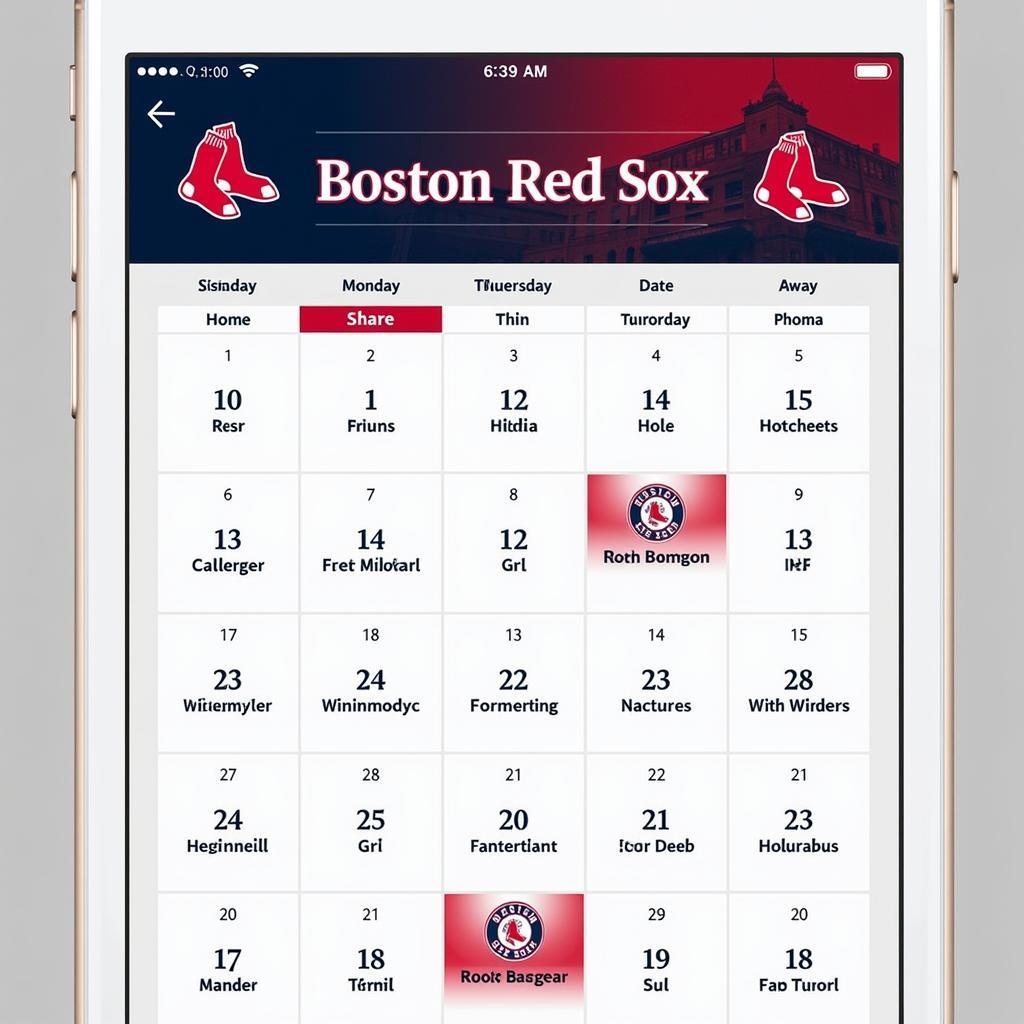 Red Sox Schedule Calendar