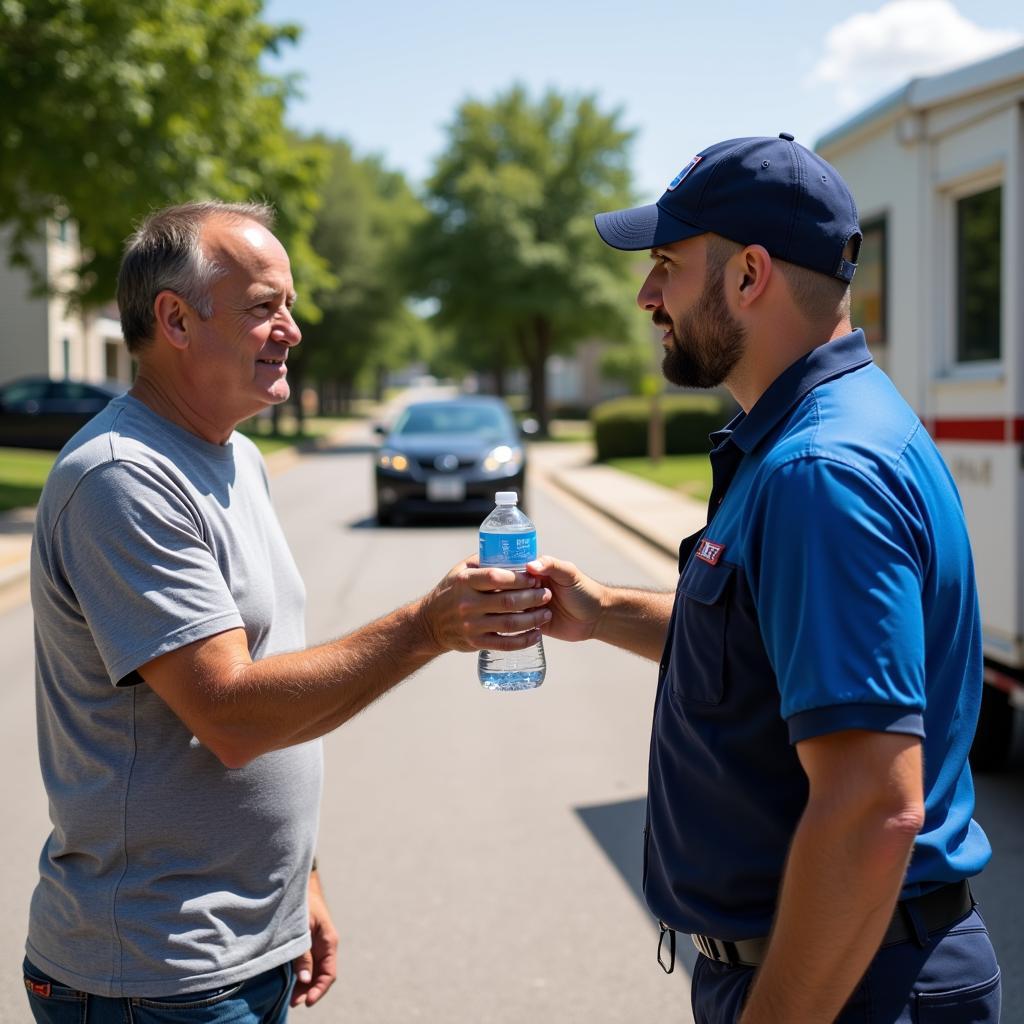 Resident Offering Postal Carrier a Refreshment