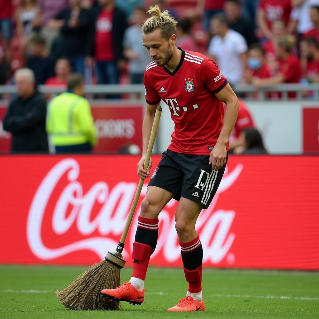 Frenkie de Jong highlighting resourcefulness in football with a broom analogy.