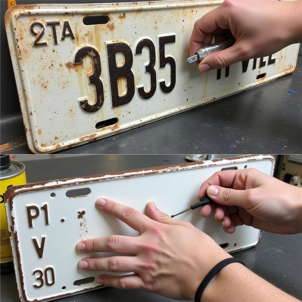 Careful Restoration of a 1955 License Plate