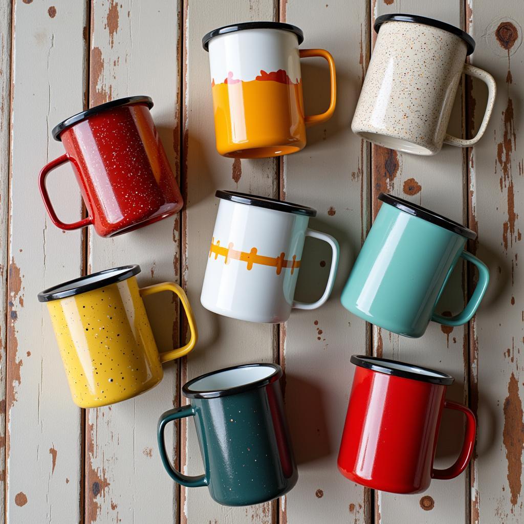 Variety of Retro Enamel Mugs