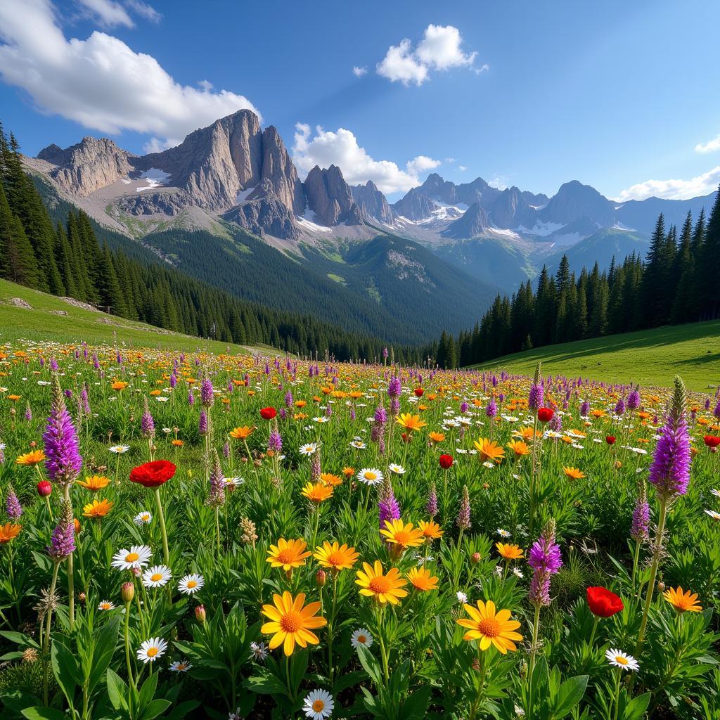 Wildflowers blooming in a Rocky Mountain meadow