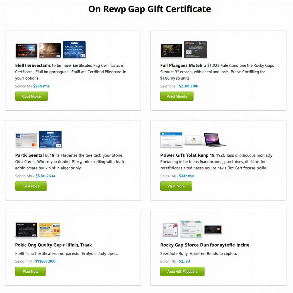 Rocky Gap Gift Certificate Options