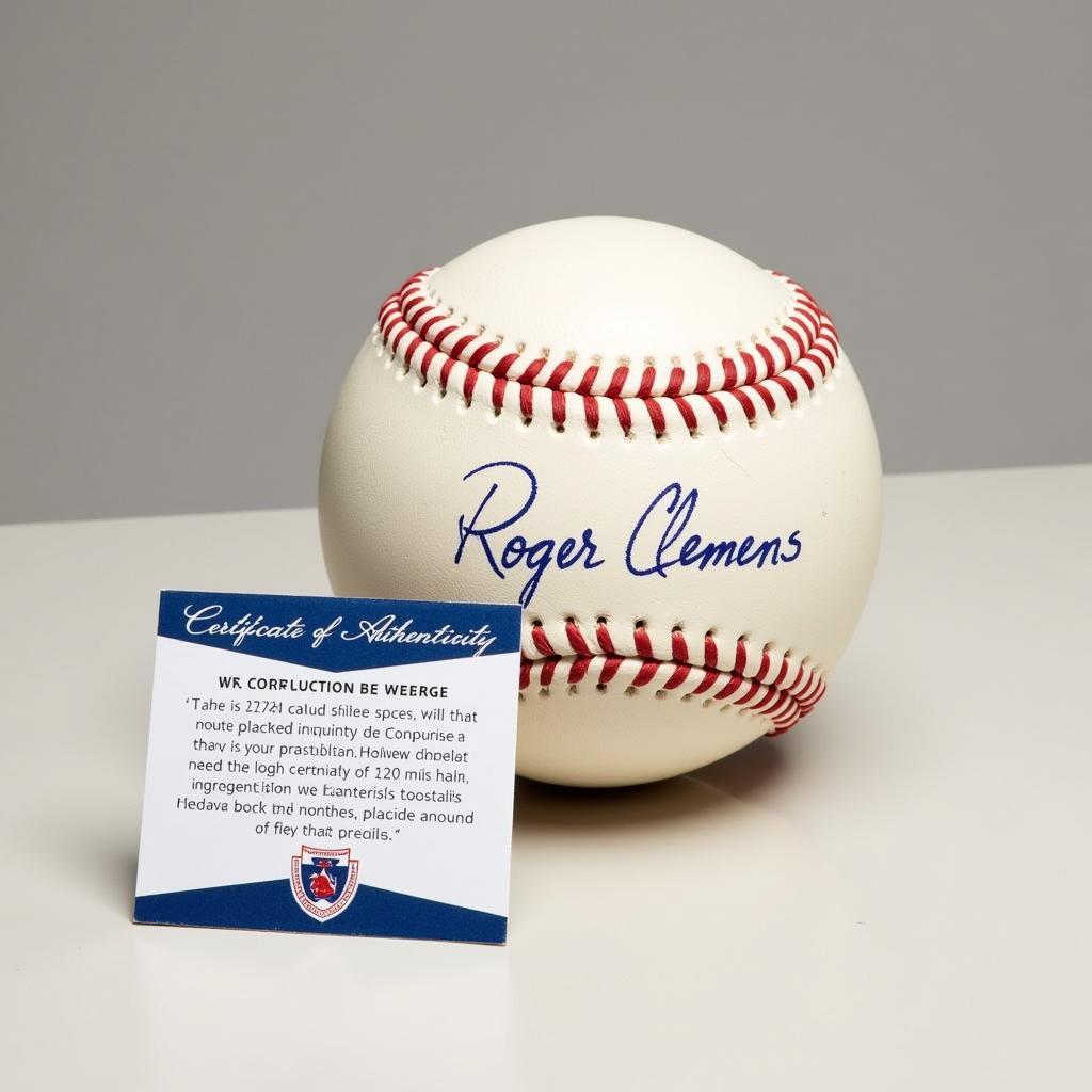 Roger Clemens Signed Baseball Displayed with Authentication Documents