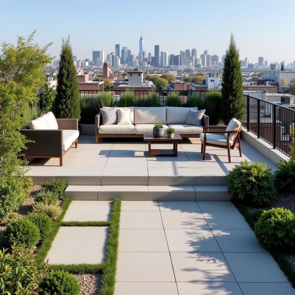 Modern Rooftop Patio Design with Lightweight Pavers