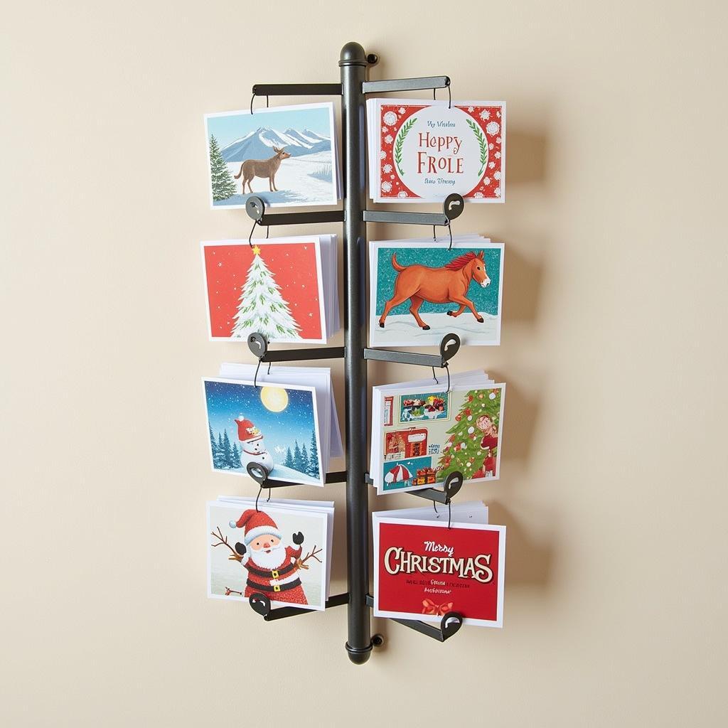 Metal wall-mounted rotating greeting card display