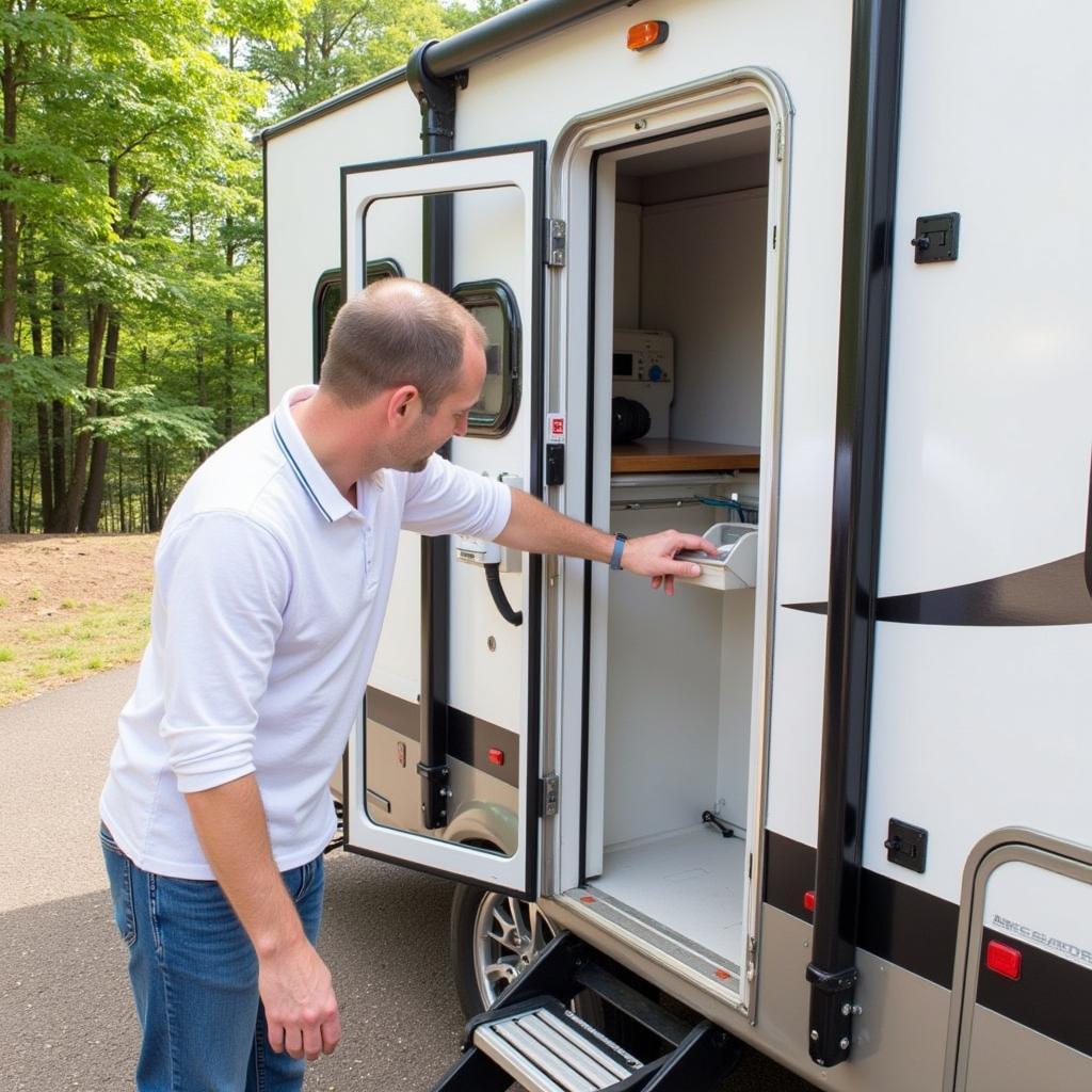 Installing an RV Storage Door Holder