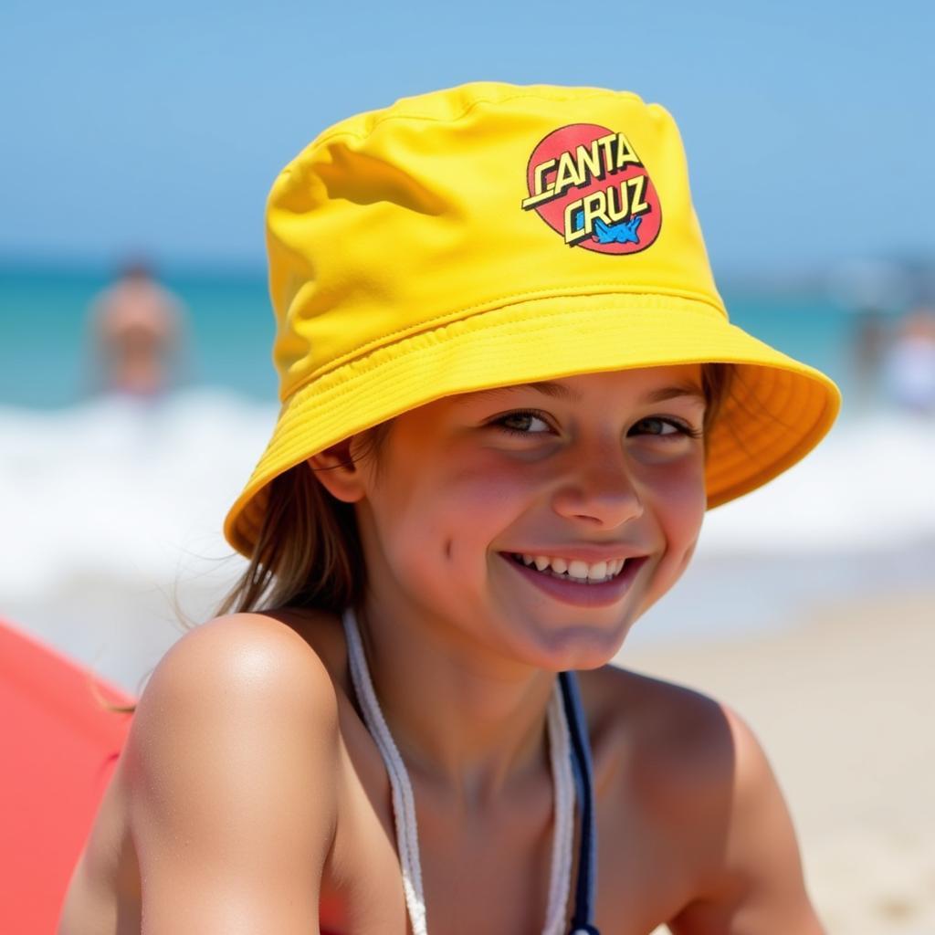 Santa Cruz bucket hat worn at the beach