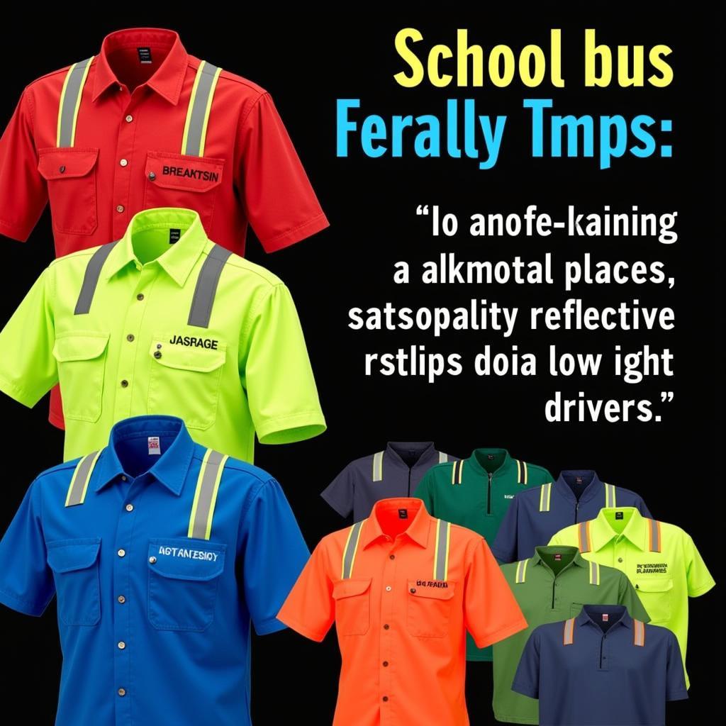 School bus driver shirts with reflective design for enhanced visibility