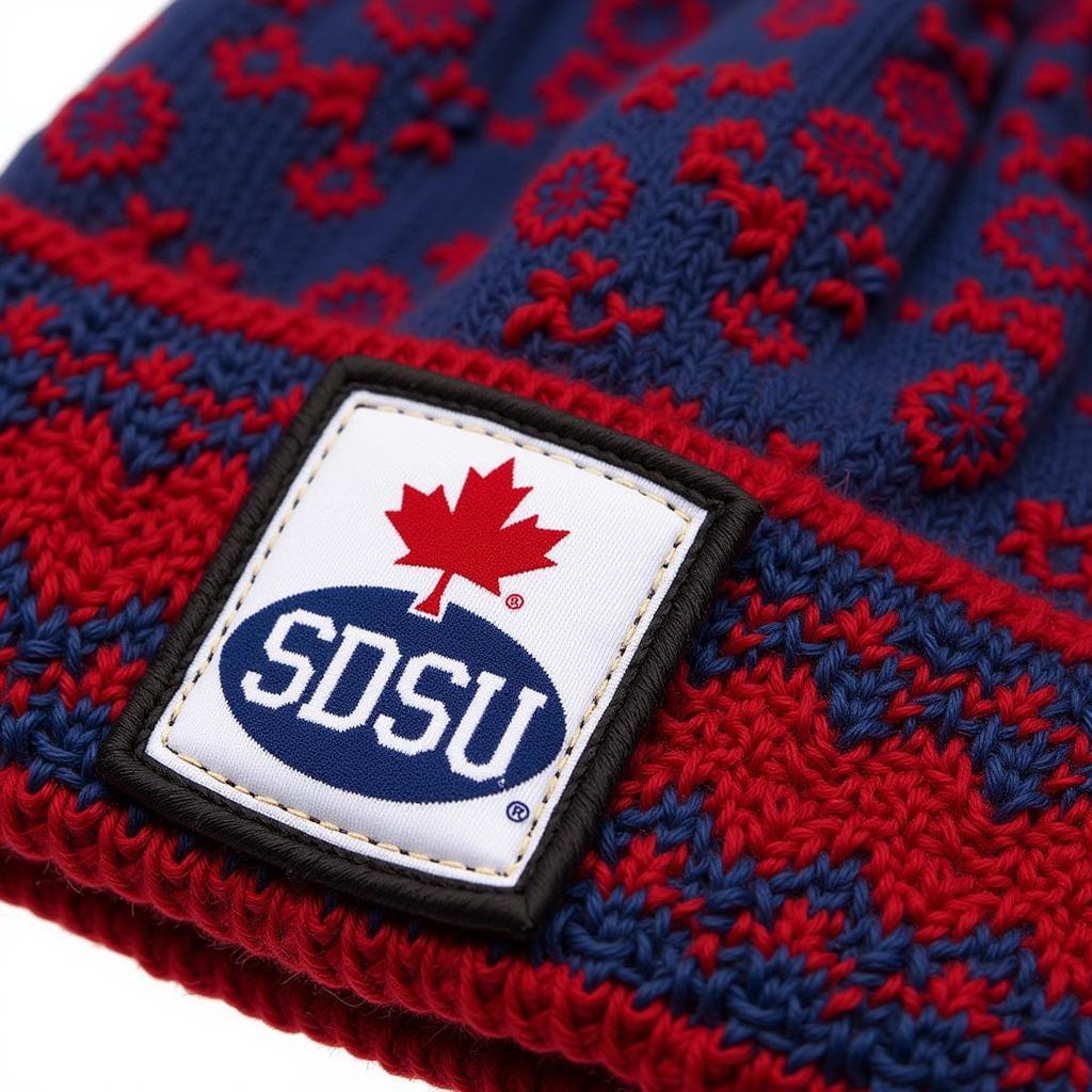 Close-up of an SDSU beanie