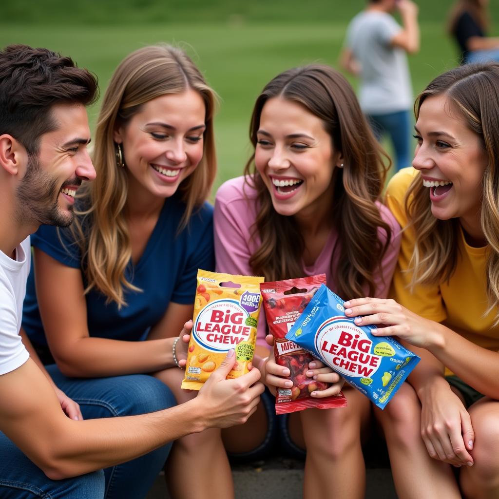 Sharing Big League Chew with Friends