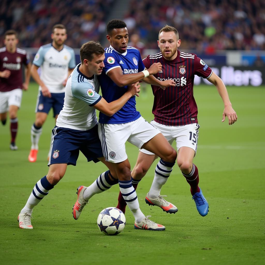 Shelby Sign and Football Pressure: An image depicting a footballer surrounded by opponents, mirroring the pressure of driving a Shelby at high speed.