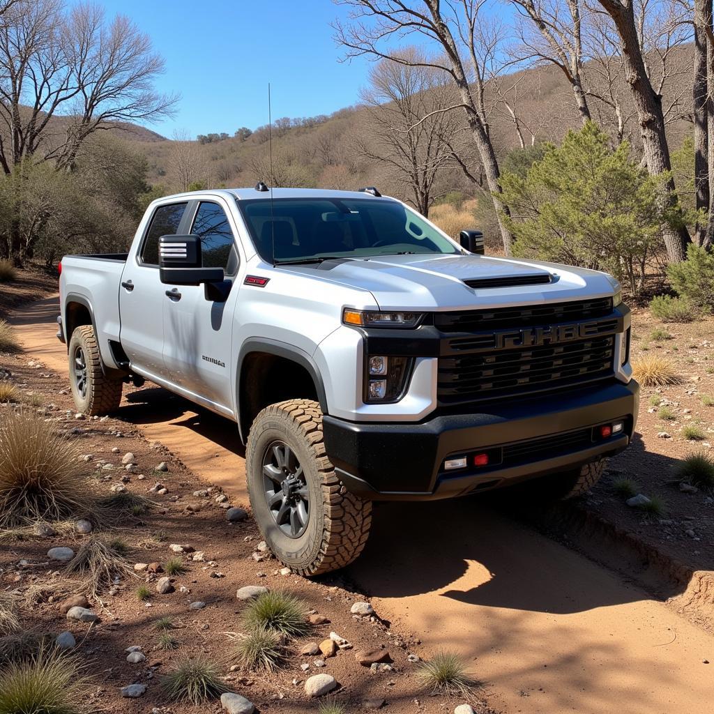 Silverado with a 2/6 Drop on an Off-Road Trail