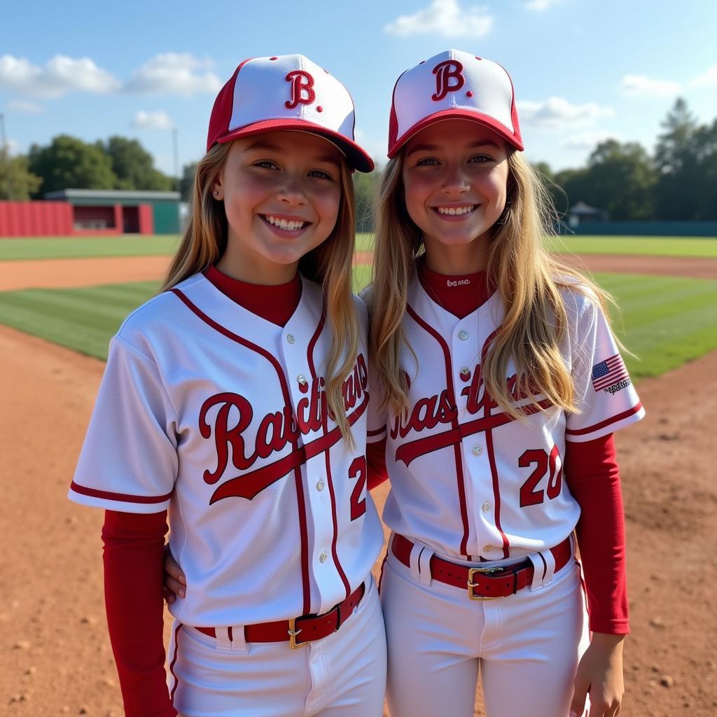 Sisters in a Baseball Team Photo