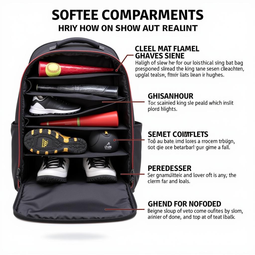 Organized Compartments in a Softball Bat Bag