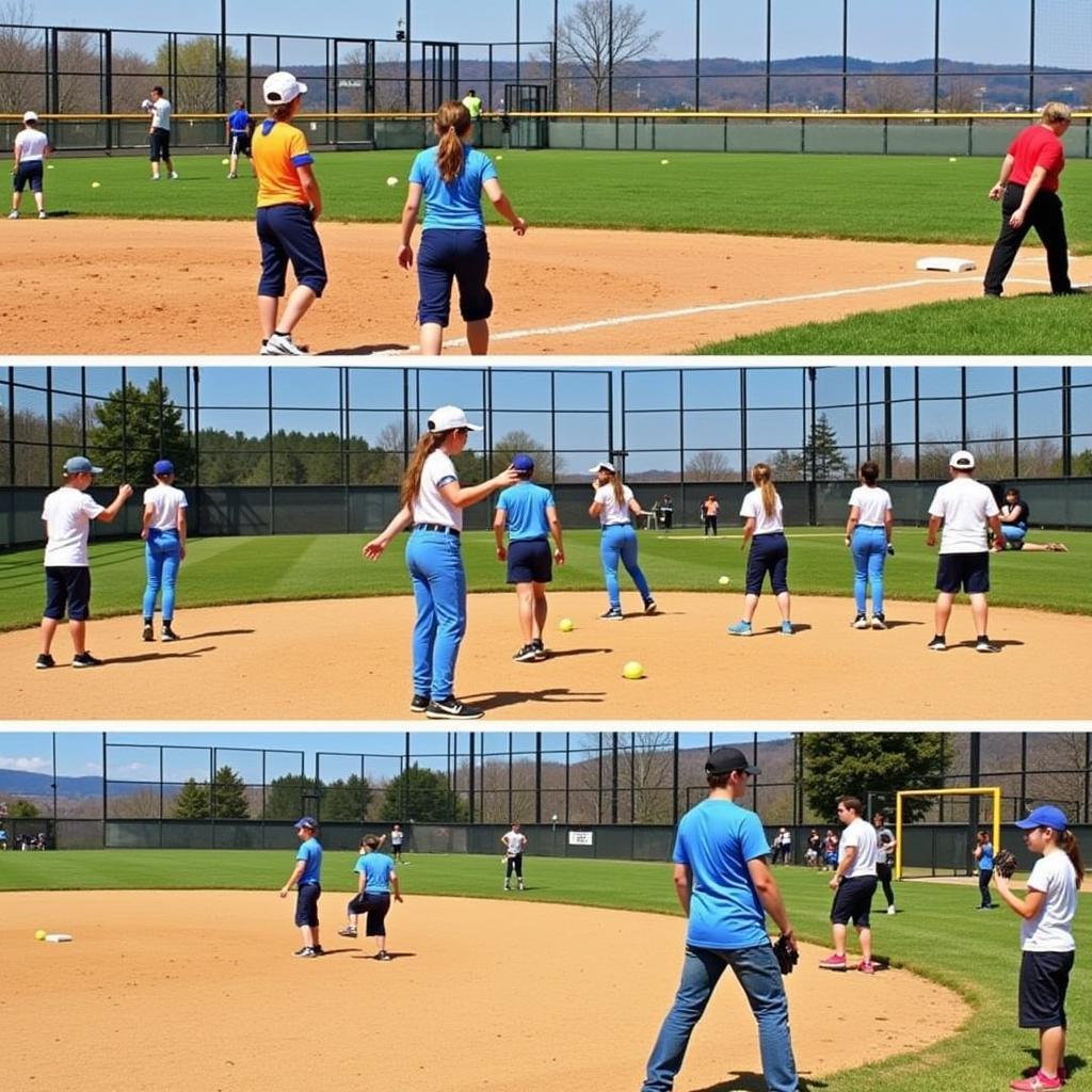 Softball camp drills on Long Island