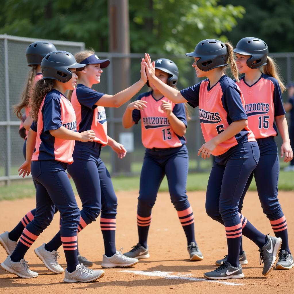 Teamwork at a softball camp on Long Island