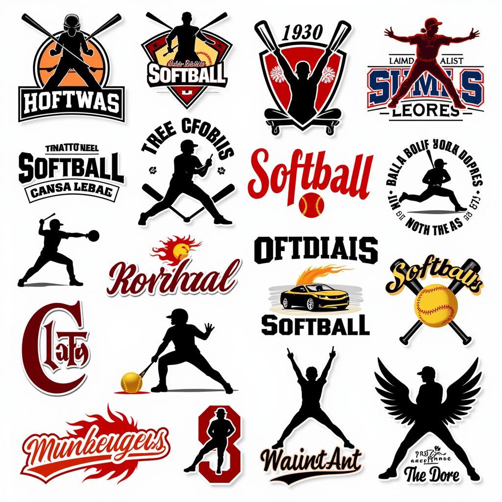 Variety of Softball Car Decals