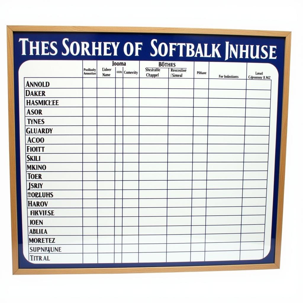 Example of a Softball Lineup Board