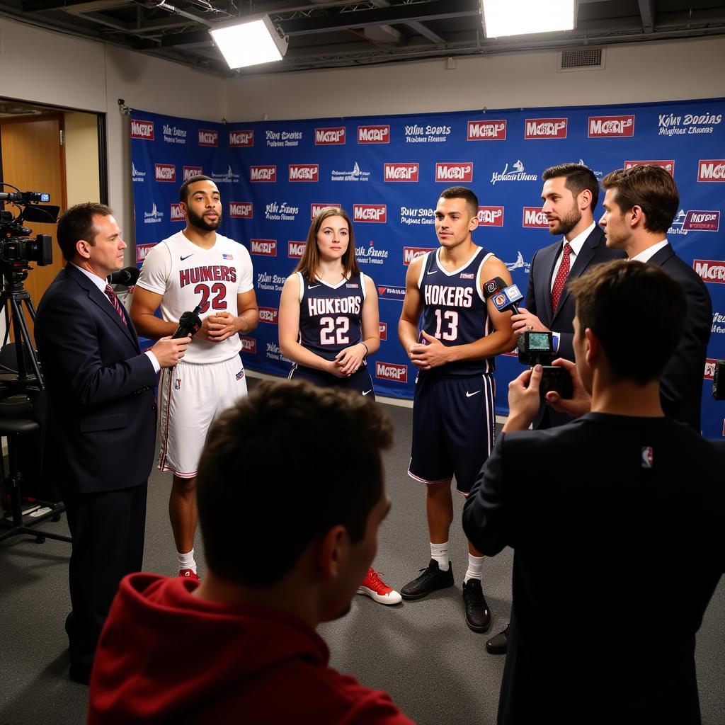 Athletes Being Interviewed on Sports Media Day