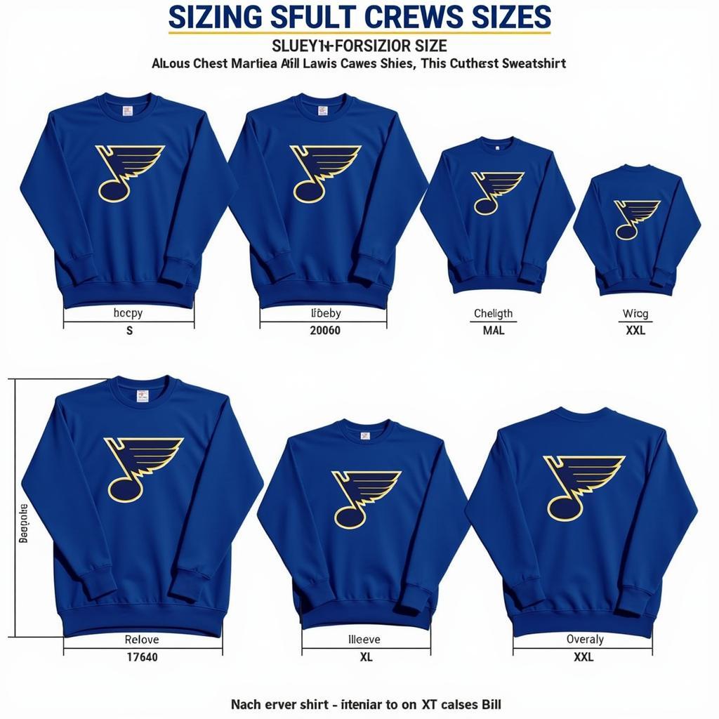 St Louis Blues Crewneck Sweatshirt Sizing Guide