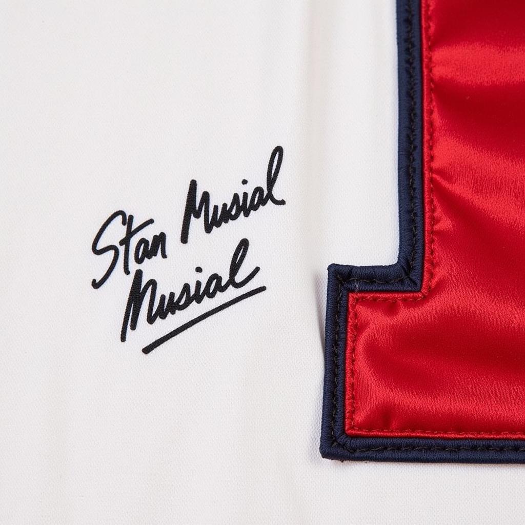 Stan Musial autographed jersey close up view