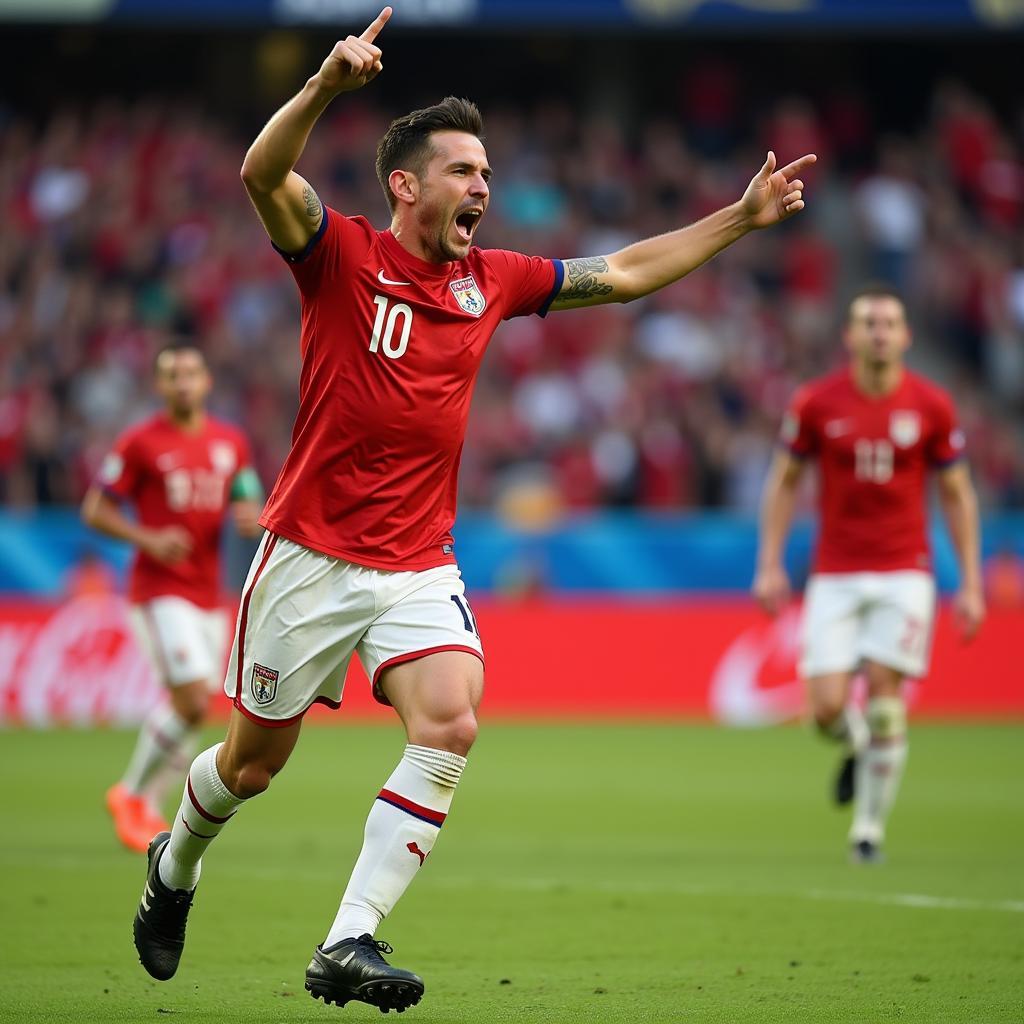 Steve Connelly celebrating a goal for his national team