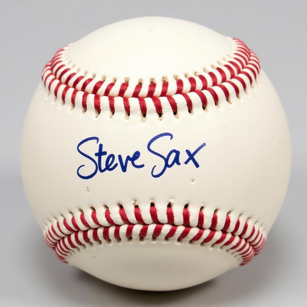 Steve Sax Autographed Baseball Close-Up