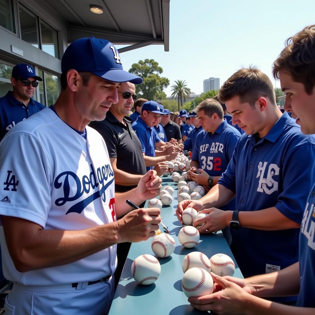 Steve Sax Signing Baseballs at a Dodgers Event