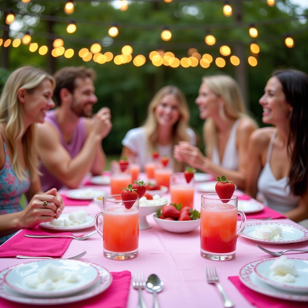 Strawberry Colada Game Night Setup