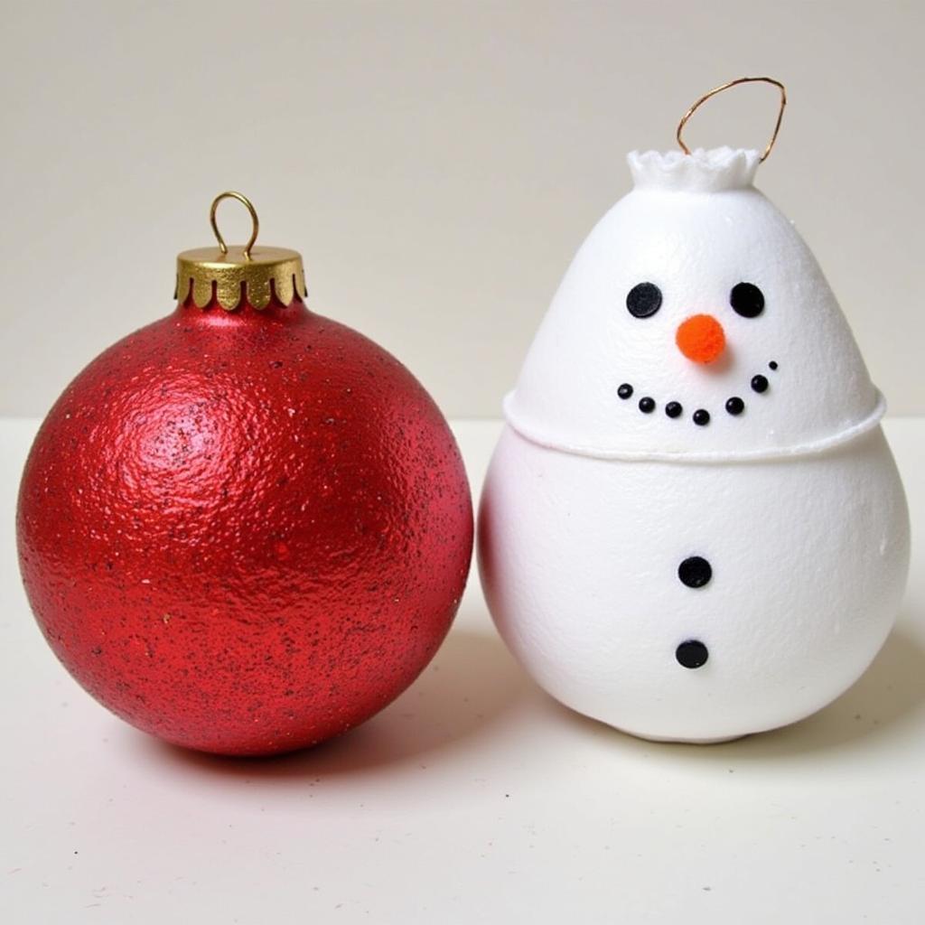 Christmas ornaments made from two styrofoam balls