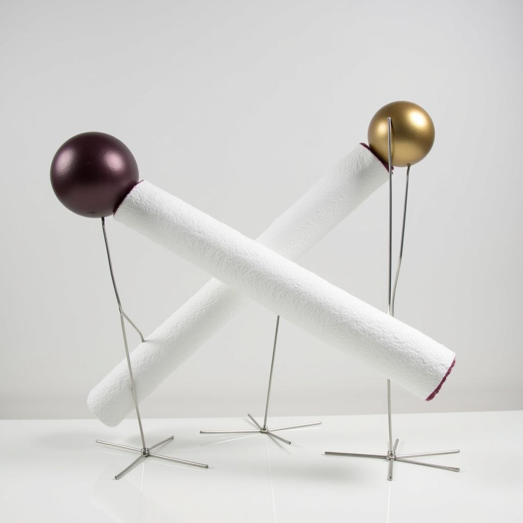 Kinetic sculpture made from two styrofoam balls and metal wires