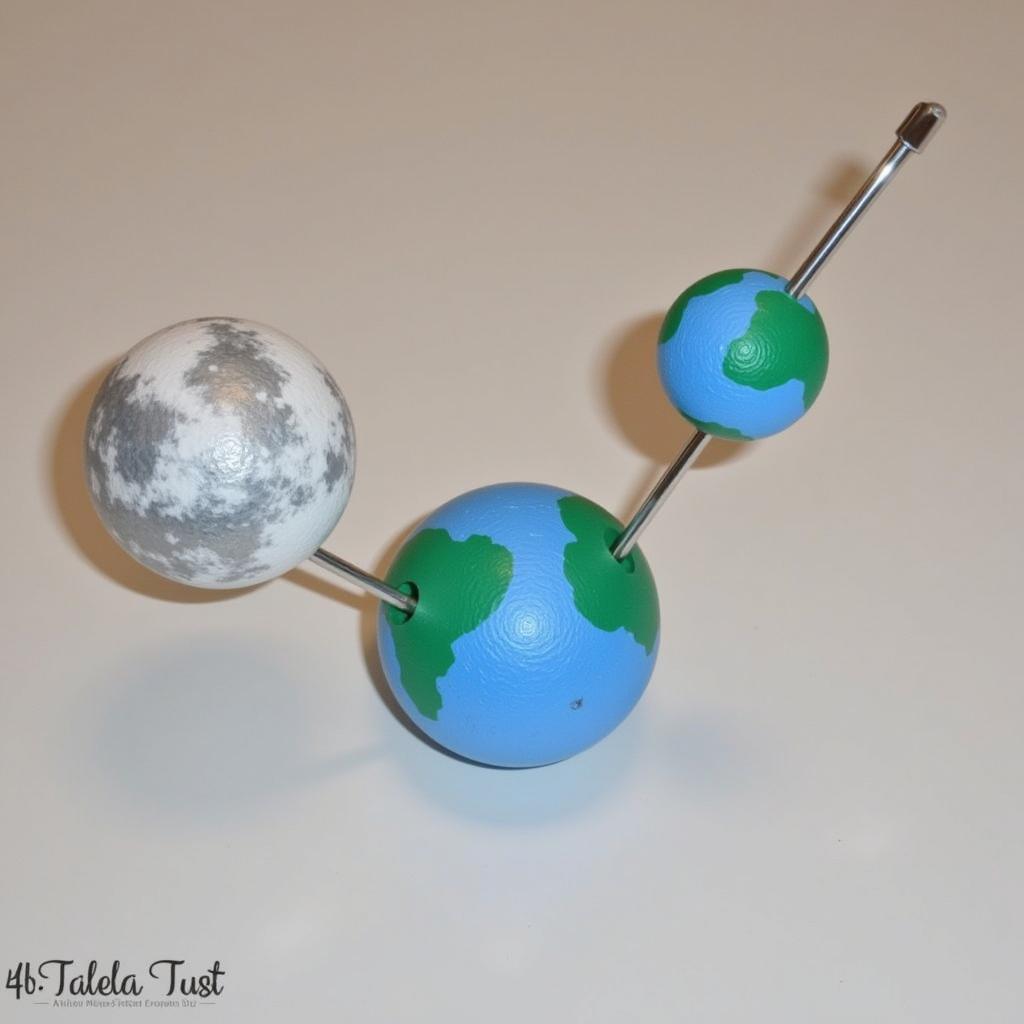 Solar system model using two styrofoam balls representing Earth and Moon