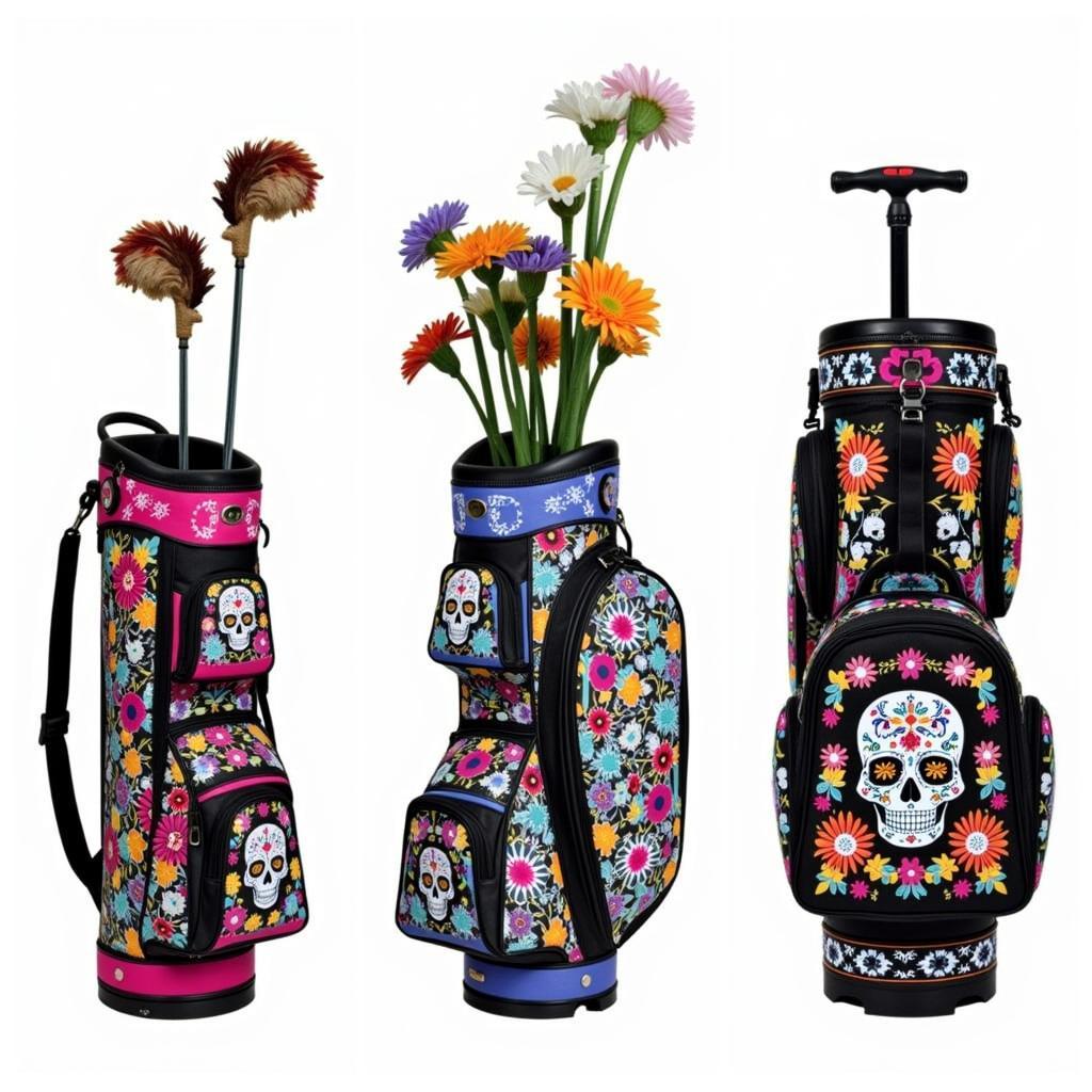 Different Styles of Sugar Skull Golf Bags