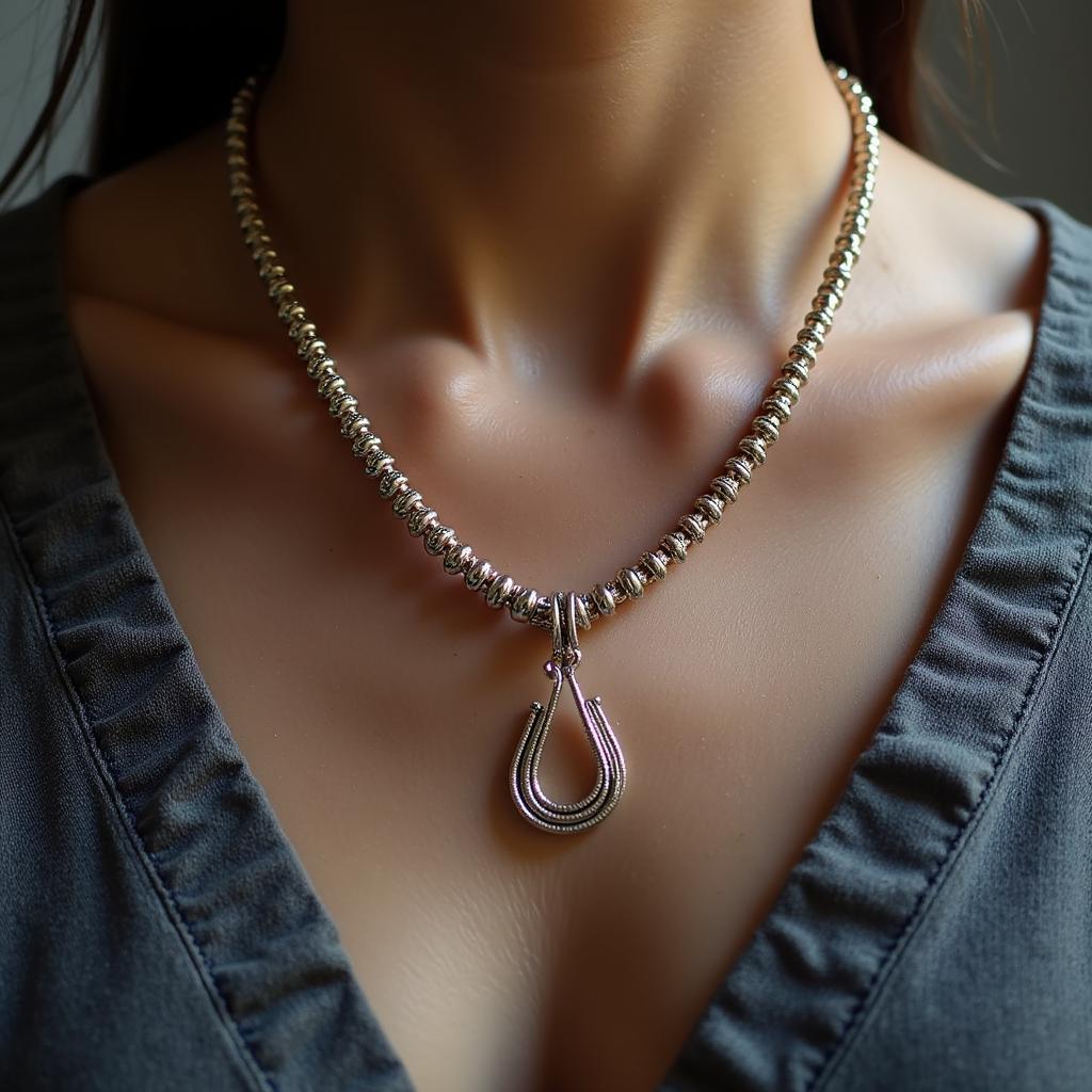 Close-up view of a sugar spring necklace showcasing intricate coil design