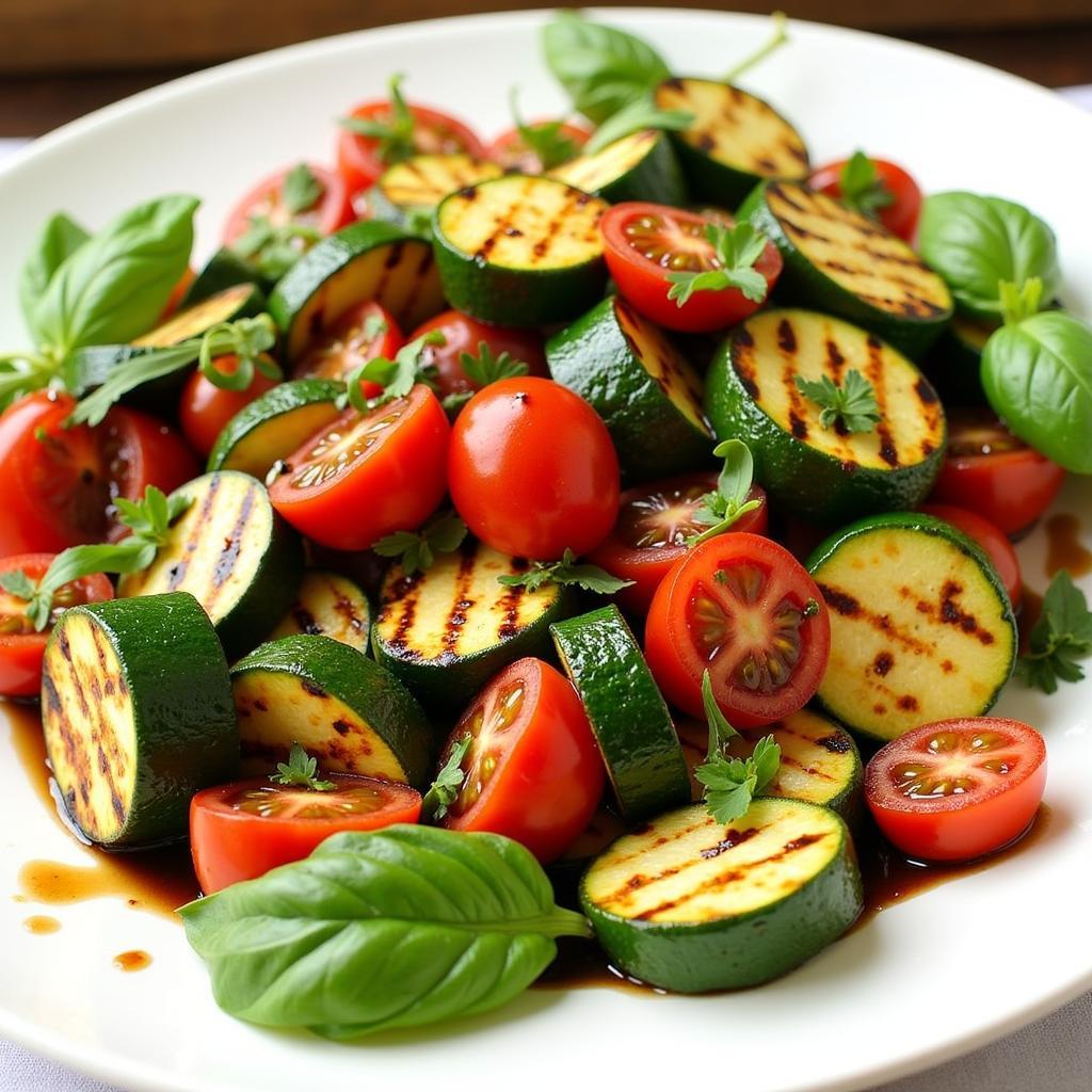 Summer Four Seasons Plate: Grilled Zucchini and Tomato Salad