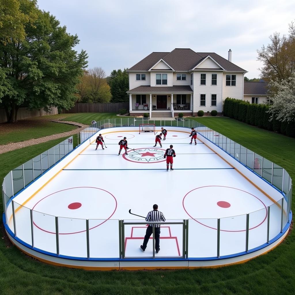 Synthetic Ice Hockey Rink in Backyard