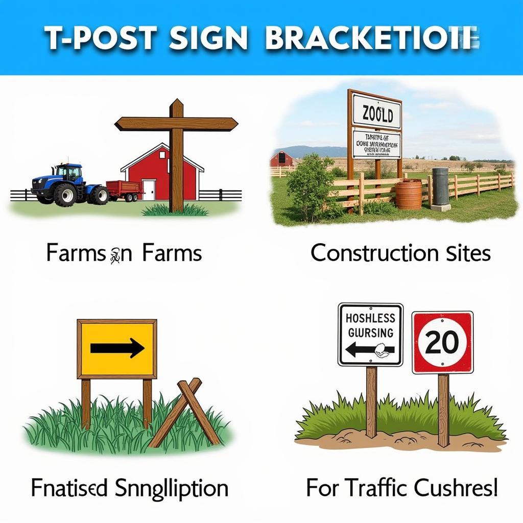 Various Applications of T-Post Sign Brackets