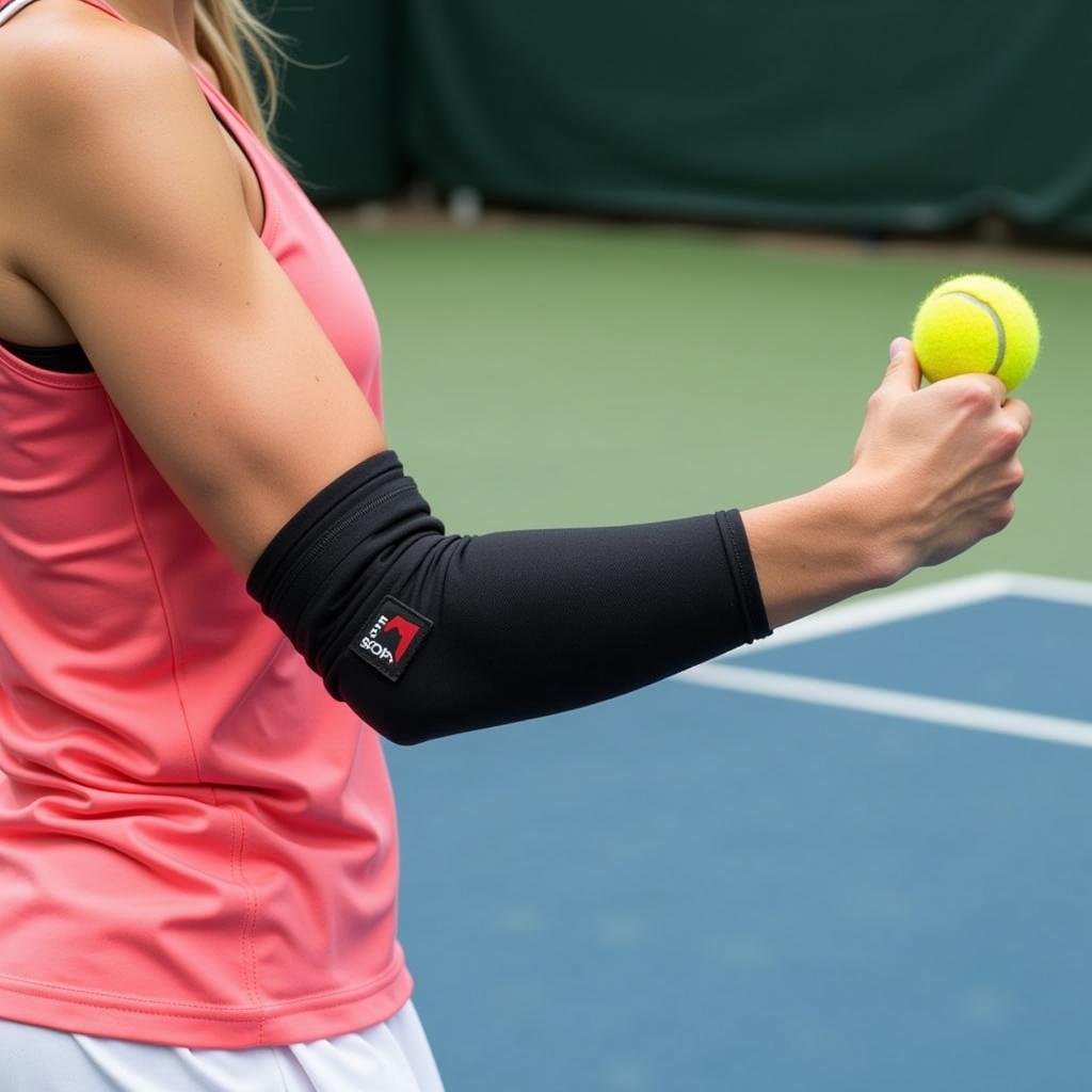 Athlete wearing t scope elbow brace during training