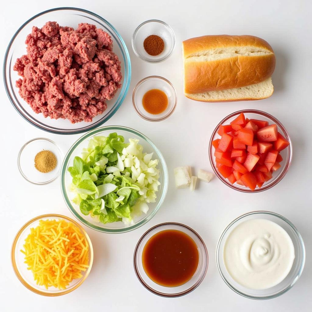 Ingredients for a Taco Grinder Sandwich