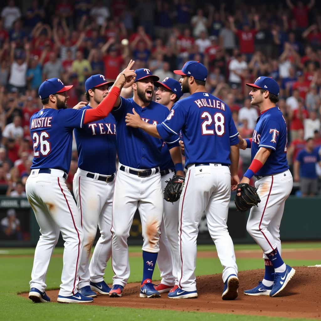 Texas Rangers Celebrating a Victory