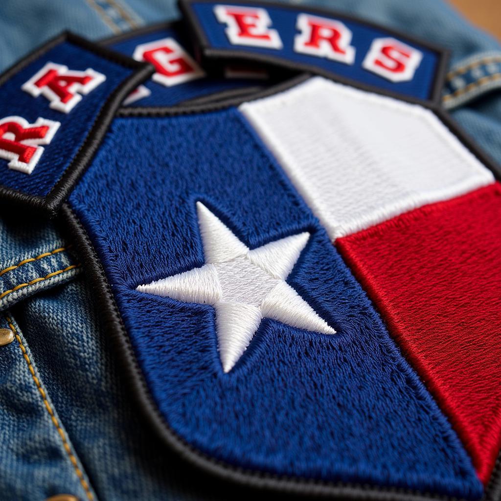 Texas Rangers Texas Flag Patch Close Up