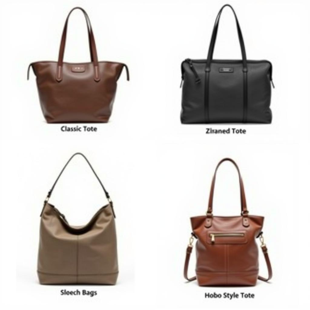 Different styles of thirty-year totes showcasing various sizes, shapes, and features.