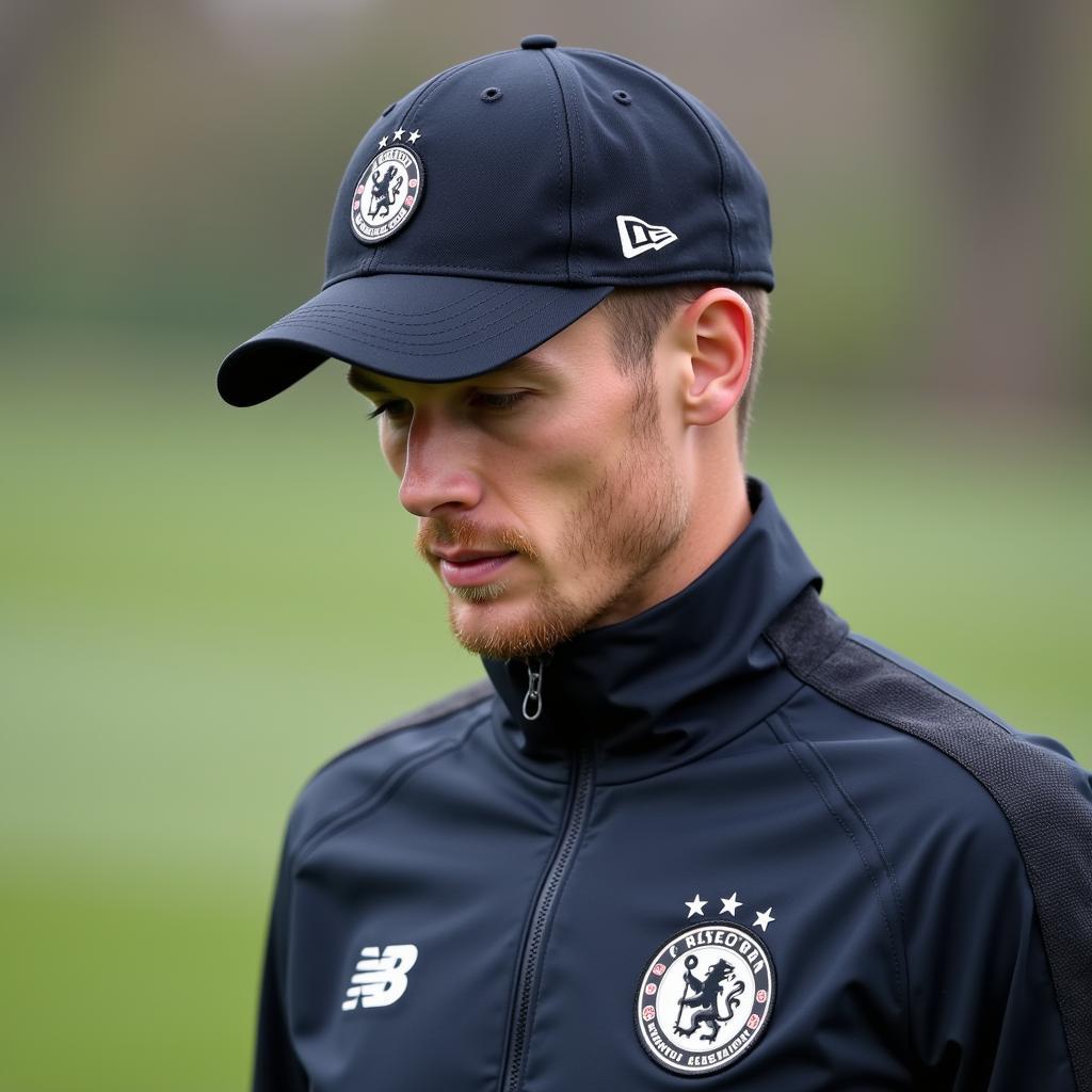 Frenkie de Jong training in a baseball cap