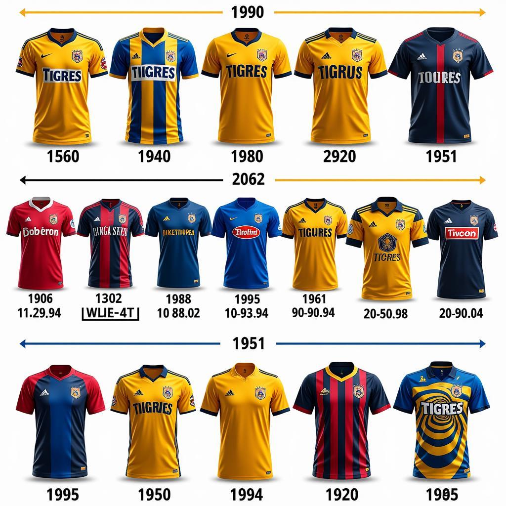 Evolution of Tigres UANL Away Jersey Designs