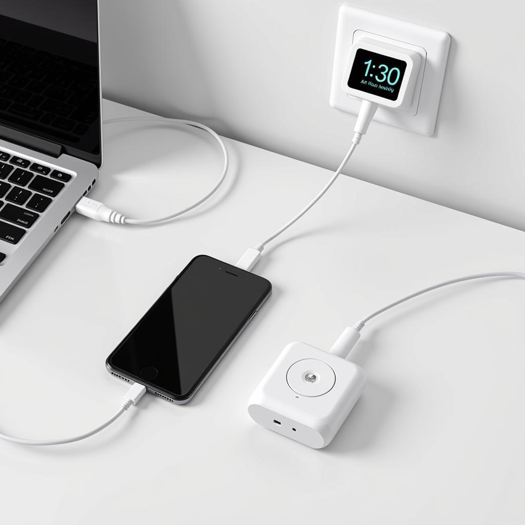 Timer charger connected to smartphone