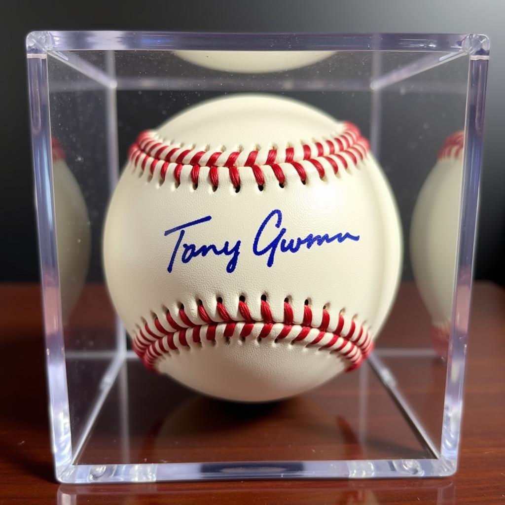 Tony Gwynn Autographed Baseball in a Display Case