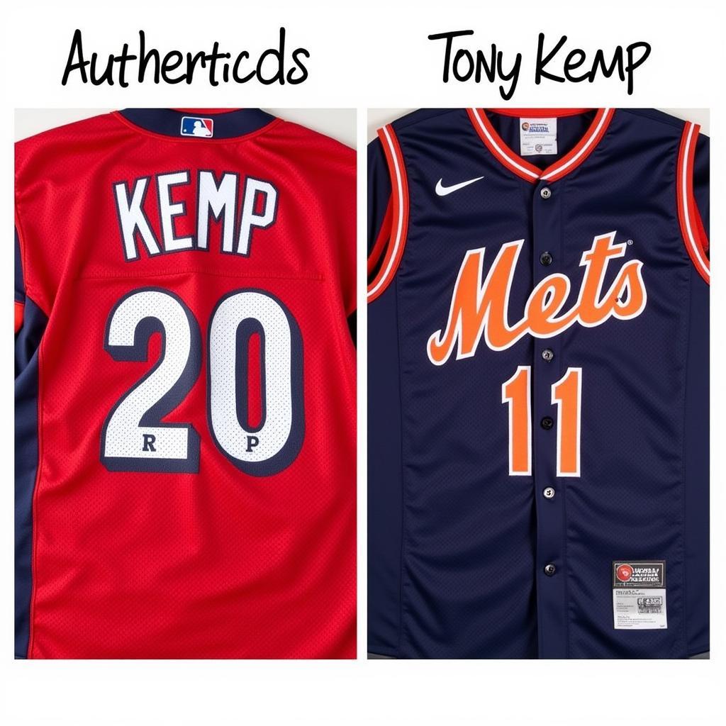 Comparison of an authentic and replica Tony Kemp jersey