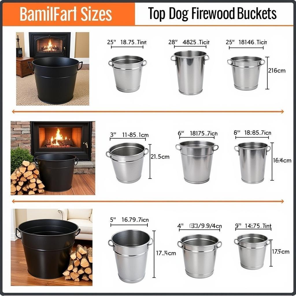 Different sizes of top dog firewood buckets